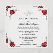 Formaler eleganter silberner Akzent-Blumenhochzeit Einladung (Vorne/Hinten)