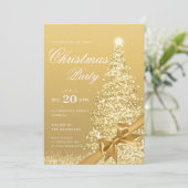 Formaler goldener Winter-Weihnachtsbaum-Bogen-Feie Einladung (Stehend Vorderseite)