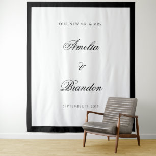 Formaler klassischer Schwarz-Weiß-Hochzeitskulisse Wandteppich
