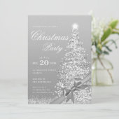 Formaler silberner Weihnachtsbaum-Bogen für den Wi Einladung (Stehend Vorderseite)