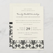 FORMALEREIGNIS FÜR SCHWARZE UND WEISSE DAMASK CLAS EINLADUNG (Vorne/Hinten)