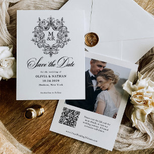 Formales antikes Wappen   Foto und QR-Code Save The Date