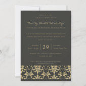 FORMALES BLACK GOLD DAMASK CLASSIC WORKSHOP EREIGN EINLADUNG (Vorderseite)