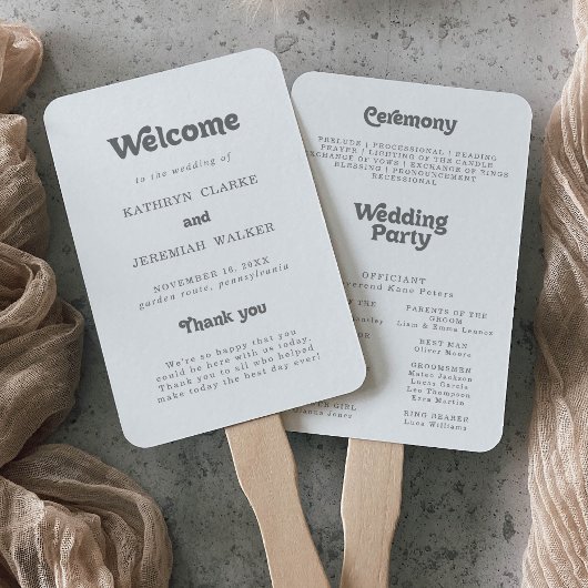 Formales einfaches Hochzeitsprogramm Fächer