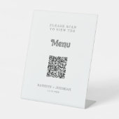 Formales einfaches QR-Code-Hochzeitsmenü Sockelschild (Vorderseite)
