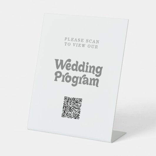 Formales einfaches QR-Code-Hochzeitsprogramm Sockelschild (Vorderseite)