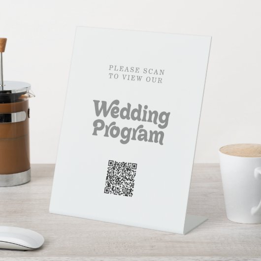 Formales einfaches QR-Code-Hochzeitsprogramm Sockelschild (In SItu)