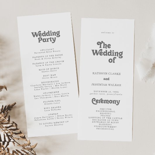 Formales einfaches Tea-Length-Hochzeitsprogramm Programm