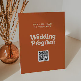 Formales einfaches Terrakotta-QR-Code-Hochzeitspro Sockelschild