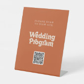 Formales einfaches Terrakotta-QR-Code-Hochzeitspro Sockelschild (Vorderseite)