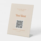 Formales einfaches Terrakotta-Sitzplan-QR-Code Sockelschild (Vorderseite)