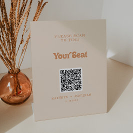 Formales einfaches Terrakotta-Sitzplan-QR-Code Sockelschild