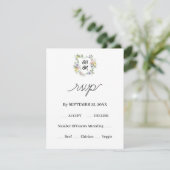 Formales florales Monogramm-Wappen Hochzeit RSVP Karte (Stehend Vorderseite)