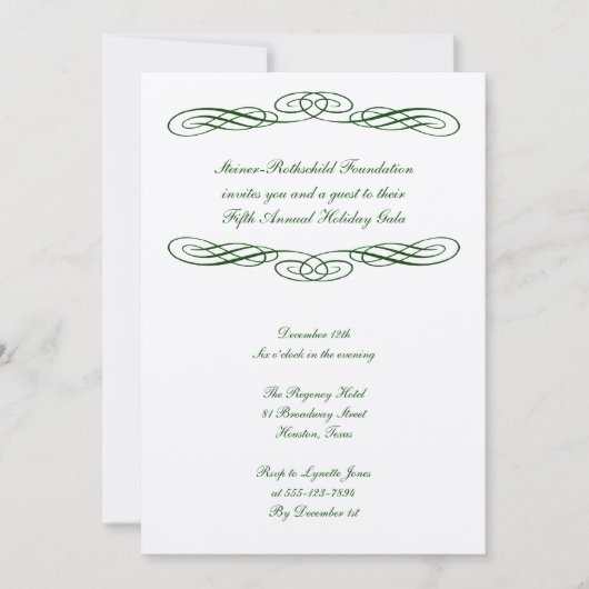 Formales Galaereignis in der Grüne Schleife Einladung (Vorderseite)