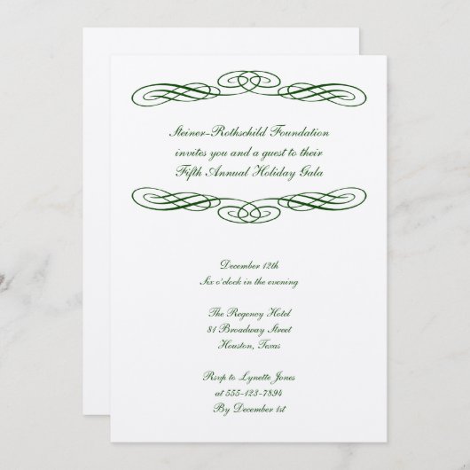 Formales Galaereignis in der Grüne Schleife Einladung (Vorne/Hinten)