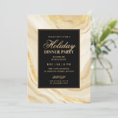 Formales Gold Glam FALSCHER Marmor Feierabendessen Einladung (Stehend Vorderseite)