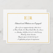 Formales Gold Monogram Engagement Einladung (Vorne/Hinten)