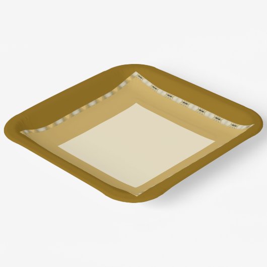 Formales Gold und Creme Pappteller (Gewinkelt)