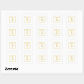 Formales Gold White Monogram Square Sticker (Blatt)
