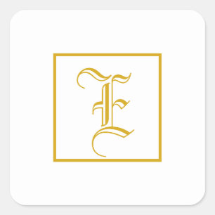 Formales Gold White Monogram Square Sticker