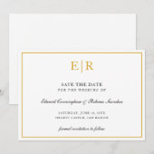Formales goldenes Monogramm Einfache elegante Hoch Save The Date (Vorne/Hinten)