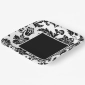 Formales Hochzeitspapier mit schwarz-weißem Damast Pappteller (Gewinkelt)