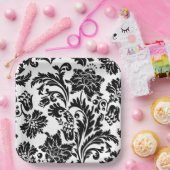 Formales Hochzeitspapier mit schwarz-weißem Damast Pappteller (Party)