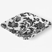 Formales Hochzeitspapier mit schwarz-weißem Damast Pappteller (Gewinkelt)