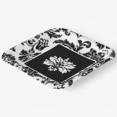 Formales Hochzeitspapier mit schwarz-weißem Damast Pappteller (Gewinkelt)