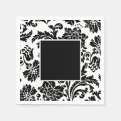 Formales Hochzeitspapier mit schwarz-weißem Damast Serviette (Vorderseite)