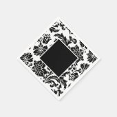Formales Hochzeitspapier mit schwarz-weißem Damast Serviette (Ecke)