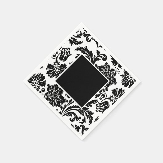 Formales Hochzeitspapier mit schwarz-weißem Damast Serviette (Ecke)