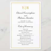 Formales Hochzeitsprogramm für Gold Monogram (Vorderseite)