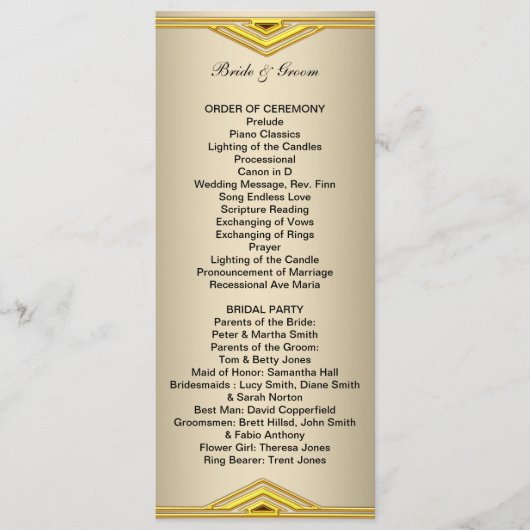 Formales Hochzeitsprogramm Lang Programm (Vorderseite)