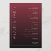 Formales marones Hochzeitsprogramm Programm (Rückseite)