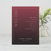 Formales marones Hochzeitsprogramm Programm (Stehend Vorderseite)
