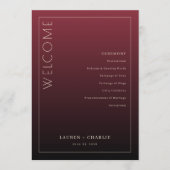 Formales marones Hochzeitsprogramm Programm (Vorderseite)