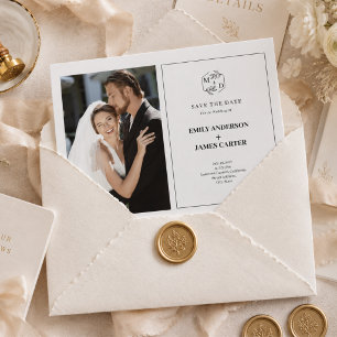 Formales modernes Foto-Hochzeitsmonogramm Anfangsb Save The Date