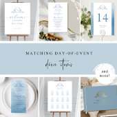 Formales, monogrammiertes, blaues Hochzeitsprogram