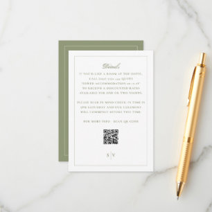 Formales Moosgrün QR-Code Hochzeit Begleitkarte