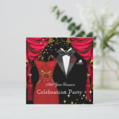 Formales Party Elegant Tuxedo Rotes Dress Event 2 Einladung (Stehend Vorderseite)