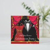 Formales Party Elegant Tuxedo Rotes Dress Event Einladung (Stehend Vorderseite)
