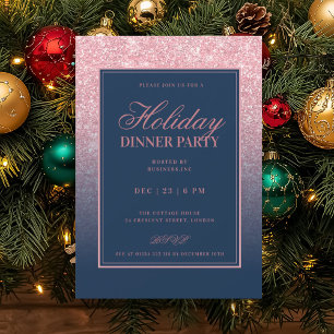 Formales Roségold FAUX Glitter-Weihnachtsessen Nav Einladung