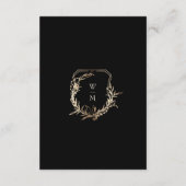 Formales Schwarz-Creme-Monogramm-Gold-Kleider Begleitkarte (Rückseite)