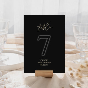 Formales Schwarz Gold 30. Geburtstag Tisch Nummer RSVP Karte