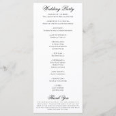 Formales Schwarz-Weiß-Hochzeitsprogramm Programm (Rückseite)