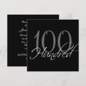 Formales schwarzes Grau-100. Einladung (Vorne/Hinten)