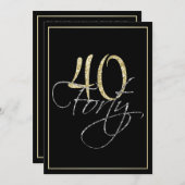 Formales silbernes Schwarzes und Gold40. Einladung (Vorne/Hinten)
