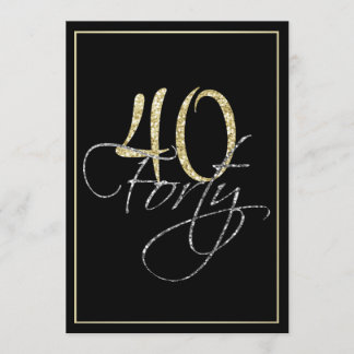 Formales silbernes Schwarzes und Gold40. Einladung