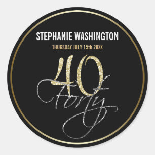 Formales silbernes Schwarzes und Gold40. Runder Aufkleber